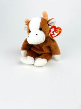 TY Bessie the Cow Beanie  8.5" Tush tag errors "U.S.A and "P.V.C" Stuffed
